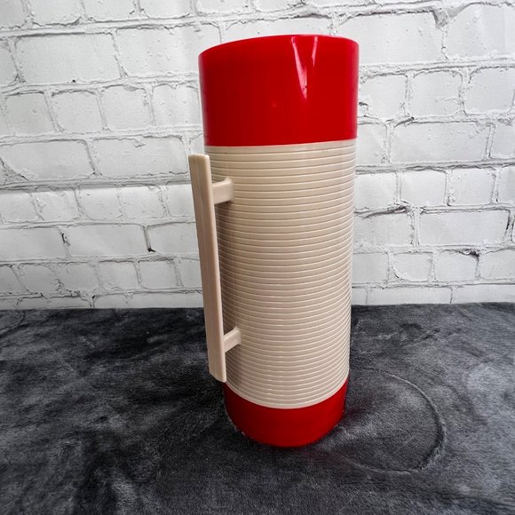 Vintage Plaid Picnic Tote with Aladdin Thermos Red Black Tan Zippered Bag Case - Picture 7 of 11